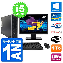 PC HP 600 G1 SFF Ecran 27" Intel i5-4570 RAM 16Go Disque Dur 1To Windows 10 Wifi - Occasion