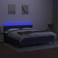 Avis vidaXL Sommier à lattes de lit avec matelas LED Bleu 180x200 cm Tissu