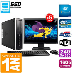 PC HP Compaq Pro 6300 SFF I5-3470 16Go 240Go SSD Graveur DVD Wifi W7 Ecran 19" - Occasion