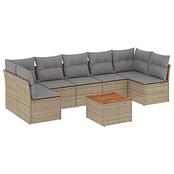 vidaXL Salon de jardin avec coussins 8 pcs beige résine tressée