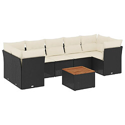 vidaXL Salon de jardin 8 pcs avec coussins noir résine tressée