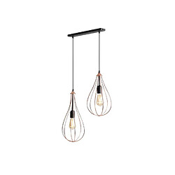 HOMEMANIA Lampe à Suspension Octans - Lustre - Lustre de plafond - Noir, Cuivre en Métal, 53 x 21 x 95 cm, 2 x E27, Max 60W 