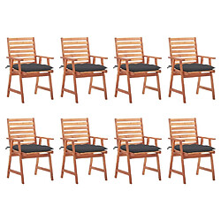 Maison Chic Lot de 8 Chaises à dîner d'extérieur avec coussins | Fauteuil chaises à manger d'extérieur Acacia massif -GKD91712