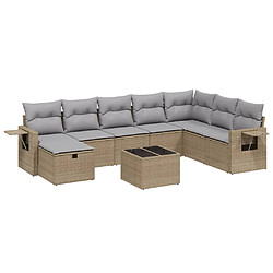 vidaXL Salon de jardin avec coussins 9pcs mélange beige résine tressée