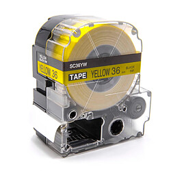 vhbw cassette à bande cartouche 36mm noir sur jaune pour imprimante d´étiquette Epson LabelWorks LW-1000P remplace LC-7WBW, SC36YW.