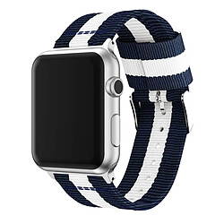 Shot Bracelet Nylon 38/40mm pour IWATCH Serie 5 APPLE Confortable Sport Tissu (BLEU/BLANC) 