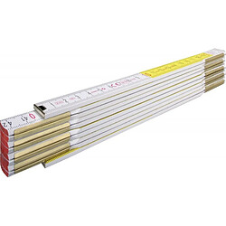 Règle pliante bois 2m 16mm blanc/jaune Stabila