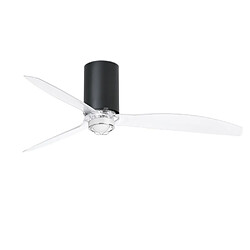 Faro Barcelona Ventilateur de plafond transparent à DEL noir mat avec moteur intelligent CC - Télécommande incluse, 3000K