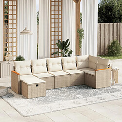 vidaXL Salon de jardin avec coussins 7 pcs beige résine tressée 