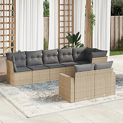 Maison Chic Salon de jardin avec coussins 8 pcs | Ensemble de Table et chaises | Mobilier d'Extérieur beige résine tressée -GKD45925