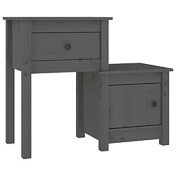 Maison Chic Table de chevet,Table de nuit,Table d'appoint pour salon Gris 79,5x38x65,5 cm Bois de pin massif -MN54635