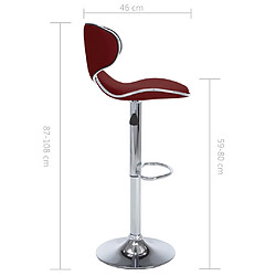 vidaXL Tabourets de bar lot de 2 rouge bordeaux similicuir pas cher