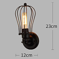 Universal Loft American Iron Black Lampadaire Applique Vintage Cage Garde Loft Luminaire Luminaire Eclairage Intérieur Moderne Applique (Style K) 