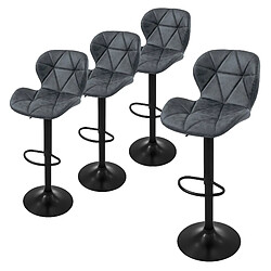 ML-Design Lot 4 tabourets de bar rembourrées en simili anthracite hauteur réglable 59-79cm