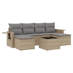 vidaXL Salon de jardin avec coussins 7 pcs beige résine tressée