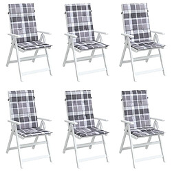 Avis Maison Chic Coussins Confort,Coussins de chaise jardin à dossier haut lot de 6 carreaux gris -GKD16148