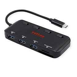 Fox Pathé Europa ROLINE USB3.2 Gen1 Notebook Hub, Typ C / 3x A mit Schalter + CardReader (14.02.5059) 