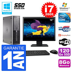 PC HP 6200 SFF Ecran 19" Intel i7-2600 RAM 8Go SSD 120Go Graveur DVD Wifi W7 · Occasion 