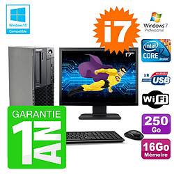 PC Lenovo M91p SFF Intel I7-2600 16Go Disque 250Go Graveur Wifi W7 Ecran 17" - Occasion