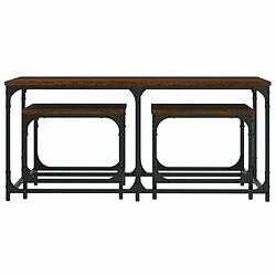 Acheter Maison Chic Ensemble de 3 Tables basses gigognes,Table Console pour salon chêne marron bois d'ingénierie -MN77267