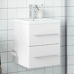 vidaXL Armoire lavabo de salle de bain avec bassin intégré blanc