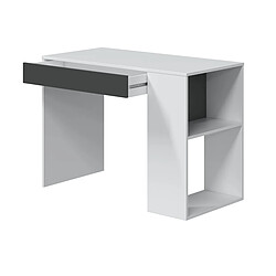 Pegane Bureau avec 1 tiroir coloris blanc artic / gris anthracite - Hauteur 73 x Largeur 101 x Profondeur 50 cm