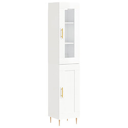 Maison Chic Buffet,Meuble de Rangement,commode pour salon,Cuisine Blanc brillant 34,5x34x180 cm Bois d'ingénierie -MN65310