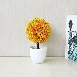 Wewoo Fleurs Artificielles Usine de simulation de bureau Mini-boule d'herbe Bonsaï Décoré en plastique Fleur de cerisier Boule de neige Orange 