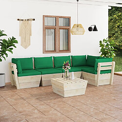 Maison Chic Salon de jardin palette 6 pcs avec coussins - Table et chaises d'extérieur - Mobilier/Meubles de jardin Moderne épicéa imprégné -MN46024