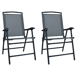 vidaXL Chaises de jardin pliables lot de 2 Textilène Gris