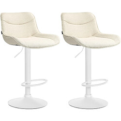 Non Lot de 2 tabourets de bar Vonore tissu blanc