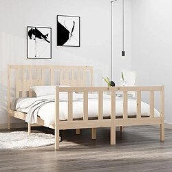 Maison Chic Lit Moderne Chambre - Cadre/structure de lit pour adulte bois massif 135x190 cm double -MN16526