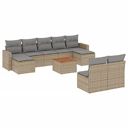 vidaXL Salon de jardin et coussins 10 pcs mélange beige résine tressée