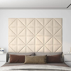 vidaXL Panneaux muraux 12 pcs Crème 30x30 cm Velours 0,54 m² 