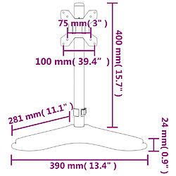 vidaXL Support de moniteur noir acier VESA 75/100 mm pas cher