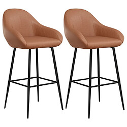 vidaXL Tabourets de bar lot de 2 marron clair similicuir