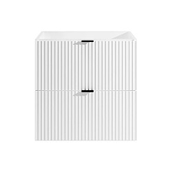 Vente-Unique Meuble sous vasque suspendu strié - Blanc mat - 60 cm - ZEVINI