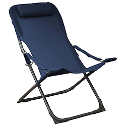 Proloisirs Chaise relax en acier et toile Easy bleu.