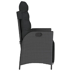 Acheter vidaXL Chaise inclinable de jardin et repose-pied noir résine tressée