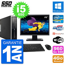 PC HP 8100 SFF Ecran 19" Intel Core i5-650 RAM 4Go SSD 960Go Windows 10 Wifi - Occasion