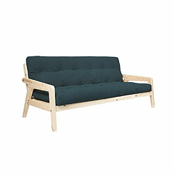 Inside 75 Canapé convertible futon GRAB pin naturel coloris bleu couchage 130 cm.