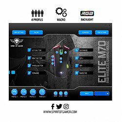 Spirit of Gamer Souris Sans fil M70 2.4ghz 4800DPI 8 BOUTONS RGB rechargeable