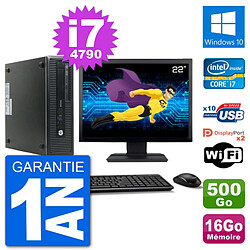 PC HP 800 G1 Ecran 22" Core i7-4790 RAM 16Go Disque 500Go Windows 10 Wifi · Occasion 