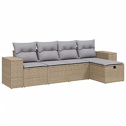 vidaXL Salon de jardin avec coussins 5pcs mélange beige résine tressée