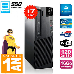 PC Lenovo M92p SFF Core I7-2600 16Go Disque 120Go SSD Graveur DVD Wifi W7 - Occasion