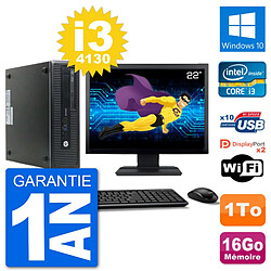 PC HP 800 G1 Ecran 22" Core i3-4130 RAM 16Go Disque 1To Windows 10 Wifi - Occasion