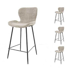 Mes Lot de 4 chaises de bar 47x51x99 cm en tissu bouclette sable - SORAYA