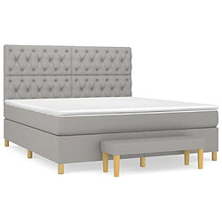 vidaXL Sommier à lattes de lit avec matelas Gris clair 160x200cm Tissu