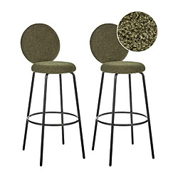 Beliani Tabouret de bar Set de 2 Bouclé Vert foncé EMERY