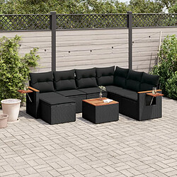 vidaXL Salon de jardin 8 pcs avec coussins noir résine tressée